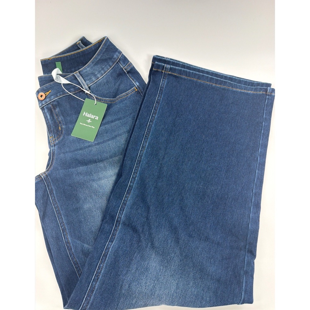 Halara Women Tall Wide Leg High Waisted Jeans Medium Wash Blue Denim Size S